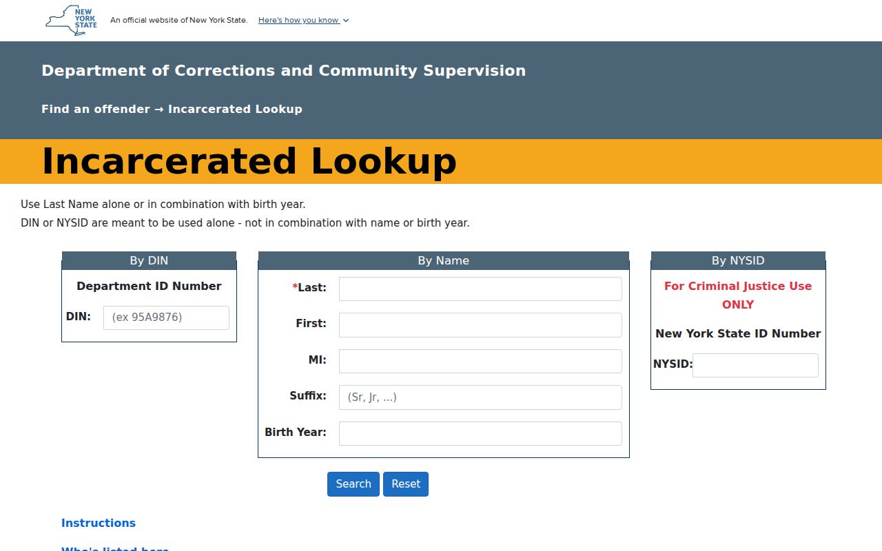 Albany County criminal record search through DOCCS incarcerated lookup