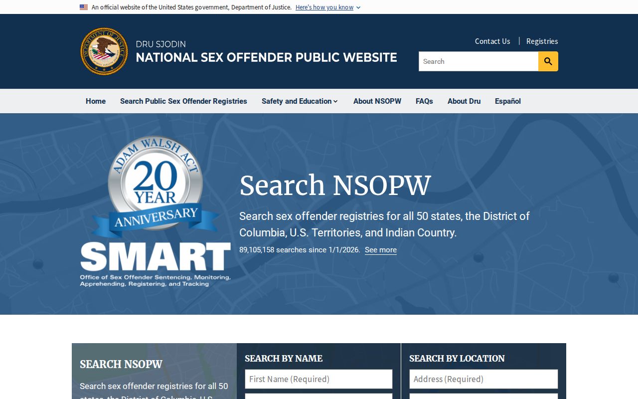 National registry search used with an Albany County sex offender check